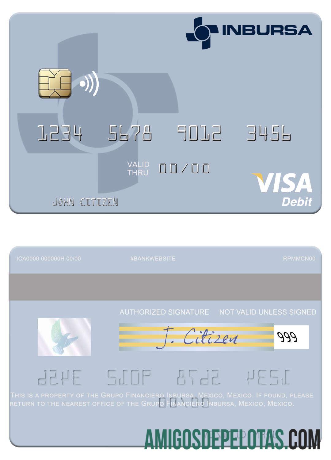 Mexico Grupo Financiero Inbursa Visa Debit Card real example